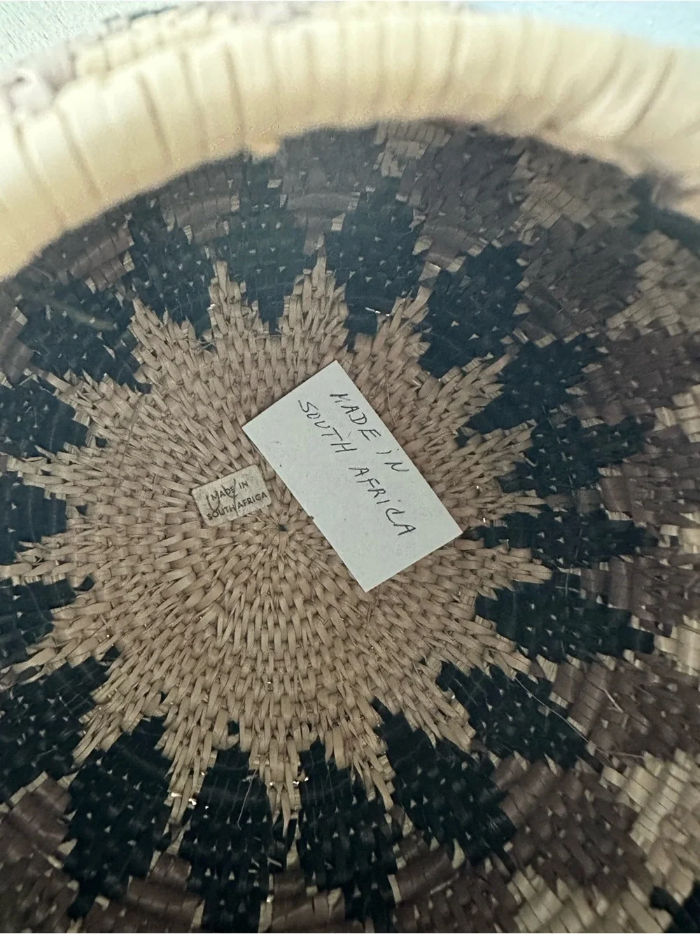 Africa African basket with lid woven decor boho brown black tan